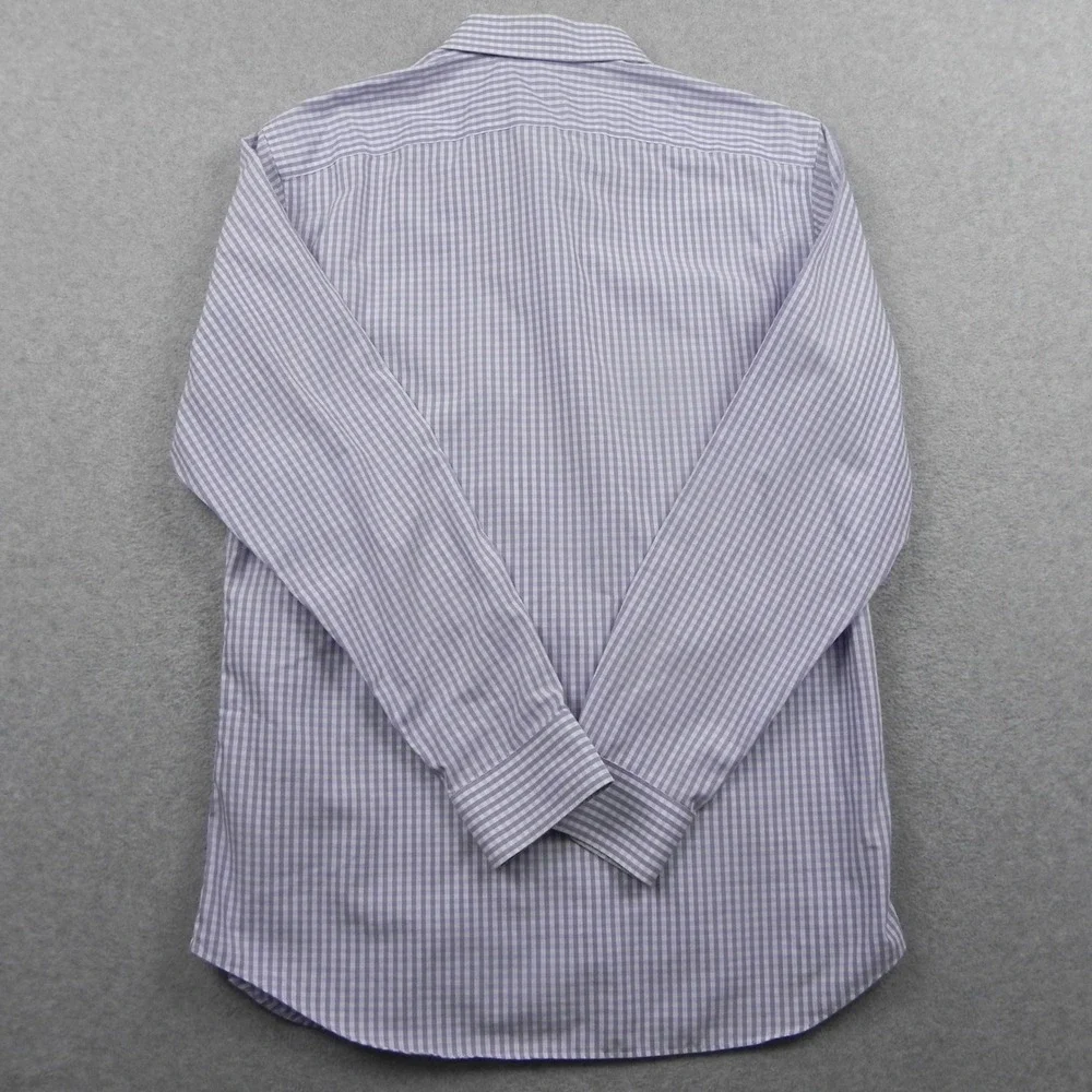 Banana Republic Shirt Mens Large Slim Fit Non-Iron Purple Gingham Cotton Button